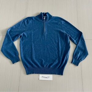 Men's Blue cashmere 1/4 zip sweater
